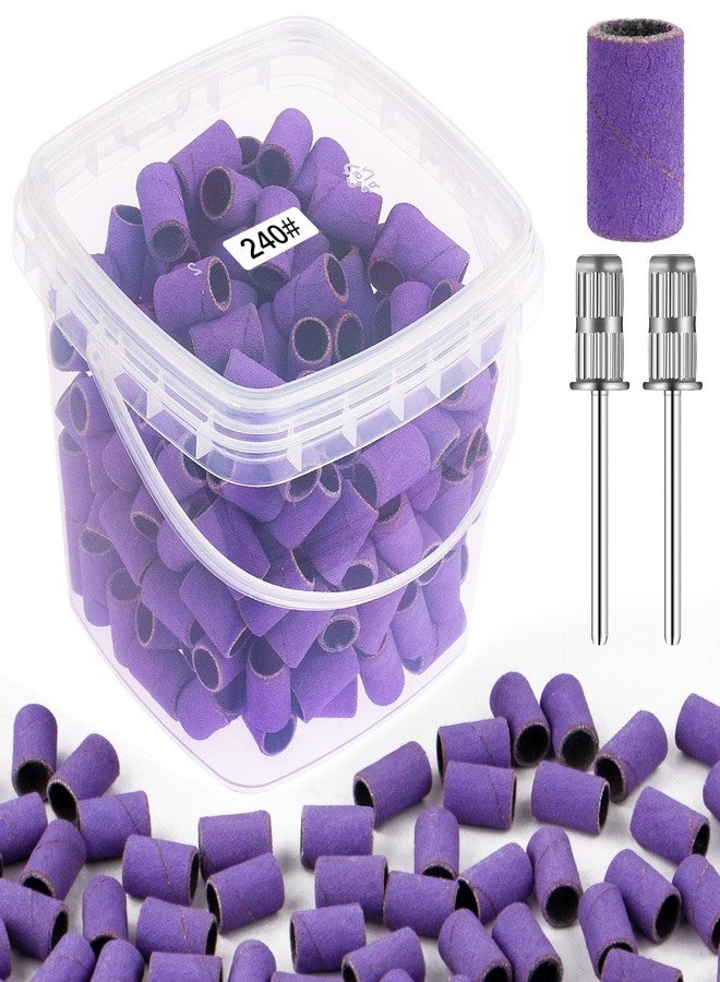 Rolybag Sanding Bands for Nail Drill 240 Grit Extreme Fine Nail Sanding Bands 200Pcs Purple Professional Sanding Bands and 2Pcs Nail Drill Bits for Manicures and Pedicure - Image 1